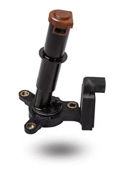 Electronic oil level sensor in the engine on a white isolated background. Spa Foto stock