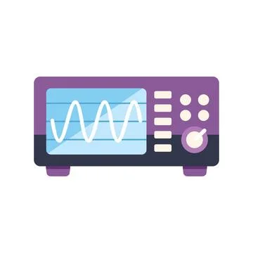 Electronic oscilloscope displaying sine wave signal icon Illustrazione stock