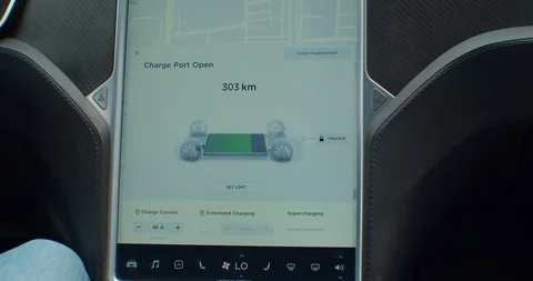 Electronic panel of electrocar charging process. Stock Footage 129938663