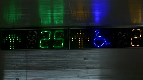 Electronic Parking Display Showing Available Spaces And Accessibility Stock Footage 329695607
