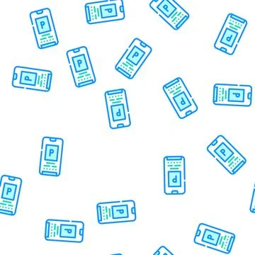Electronic parking ticket on phone screen vector seamless pattern Stock Illustration