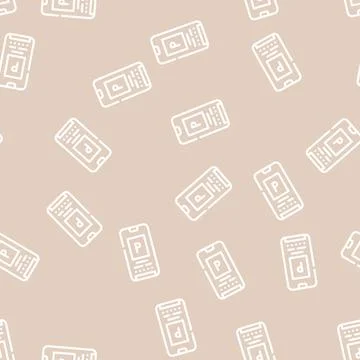 Electronic parking ticket on phone screen line vector seamless pattern Stock Illustration