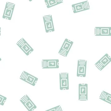 Electronic parking ticket on phone screen glyph vector seamless pattern Stock Illustration