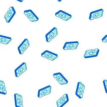 Electronic parking ticket on phone screen isometric icon seamless pattern Stock Illustration