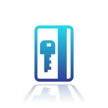Electronic pass icon, card key over white Ilustração Stock