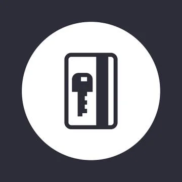 Electronic pass icon over white, plastic card key Stock Illustration