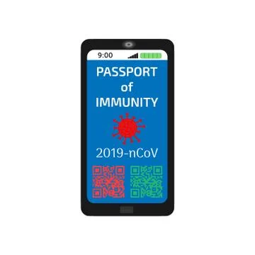 Electronic passport of immunity covid-19 in a phone. Vector illustration. Stock Illustration