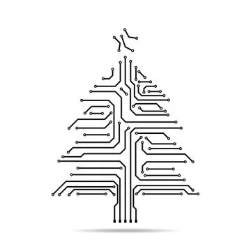Electronic paths in the form of the Tree . Vector illustration. Stock Illustration