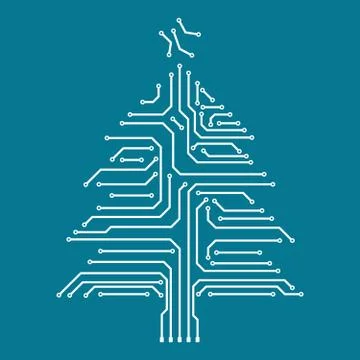 Electronic paths in the form of the Tree . Vector illustration. Stock Illustration