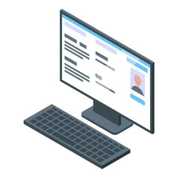 Electronic patient card computer icon, isometric style Illustrazione stock