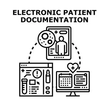 Electronic patient data documentation system concept Stock Illustration