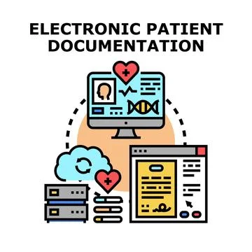 Electronic patient documentation system managing medical data and records Stock Illustration