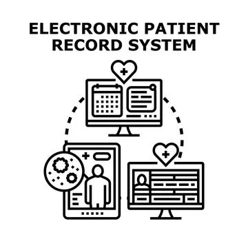 Electronic patient record system connecting medical data Stock-Illustration