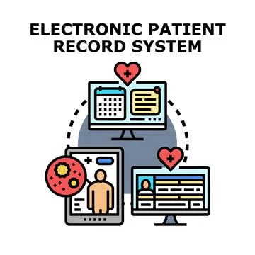 Electronic patient record system connecting medical data Illustrazione stock