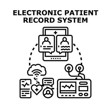 Electronic patient record system managing medical data and health information Stock Illustration
