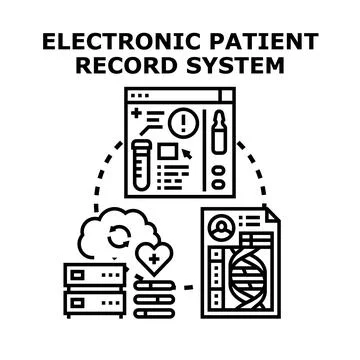 Electronic patient record system managing healthcare data Stock Illustration