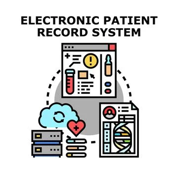 Electronic patient record system managing healthcare data Stock Illustration