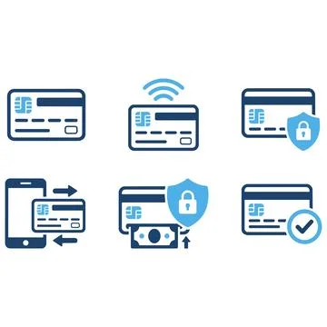 Electronic payment and secure banking security icon set with electronic Stock Illustration