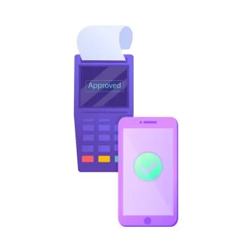 Electronic payment with paying by acquiring machine and connected phone Stock Illustration