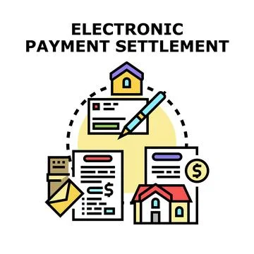 Electronic payment settlement process for real estate transactions Stock Illustration
