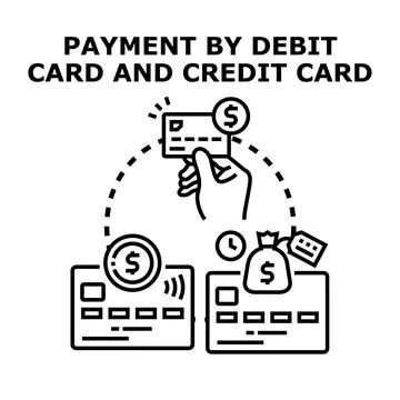 Electronic payment systems choosing credit debit cards 库存插图