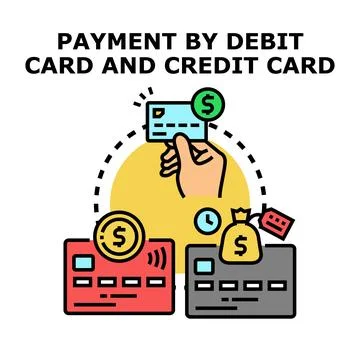 Electronic payment systems choosing credit debit cards 库存插图