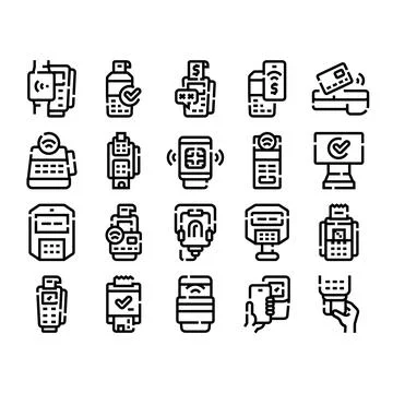 Electronic payment terminal options with contactless technology Stock Illustration