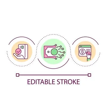 Electronic payments types loop concept icon Stock Illustration
