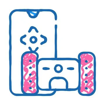 Electronic pet toy with remote control icon doodle illustration 스톡 일러스트
