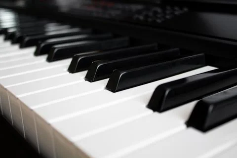 Electronic piano keyboard closeup Stock Photos