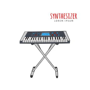 Electronic piano synthesizer vector Stock Illustration