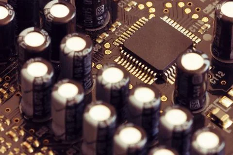 Electronic plate with processor Stock Photos