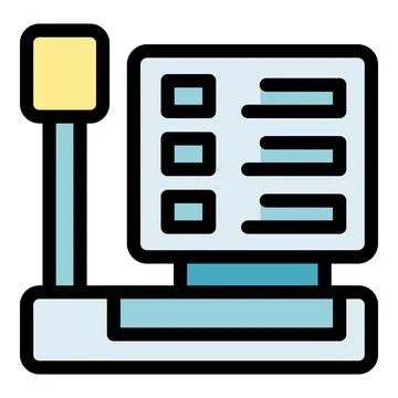 Electronic price computing scale calculating total cost of groceries Stock Illustration