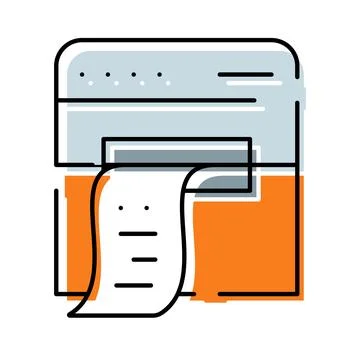 Electronic printer creating paper physical document output Stock Illustration