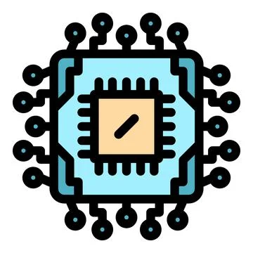 Electronic processor icon color outline vector Illustrazione stock