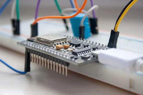 Electronic programming background. Microcontroller project. Arduino electroni 스톡 사진