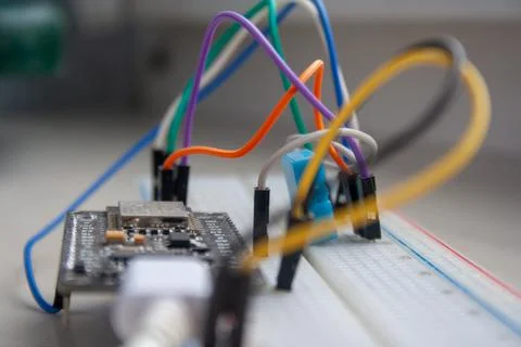 Electronic programming background. Microcontroller project. Arduino electroni Stock Photos