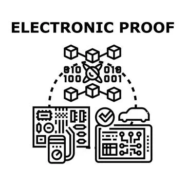 Electronic proof verifying digital transaction and data integrity Stock Illustration