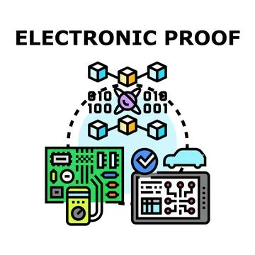 Electronic proof verifying digital transaction and data integrity Stock Illustration