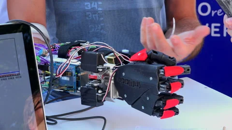 Electronic prosthetic arm. 4K. Stock-Footage 40740180