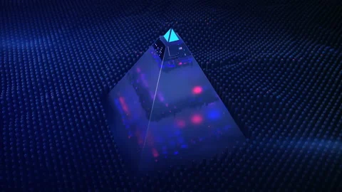 Electronic pyramid and scanning seamless loop 3D render animation Stock Footage 157085776