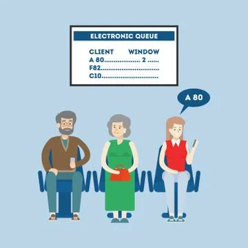 Electronic queue in bank. Stock Illustration