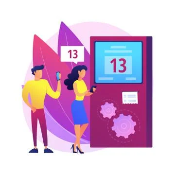 Electronic queuing system abstract concept vector illustration. Stock Illustration