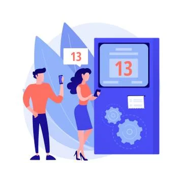 Electronic queuing system abstract concept vector illustration. Stock Illustration
