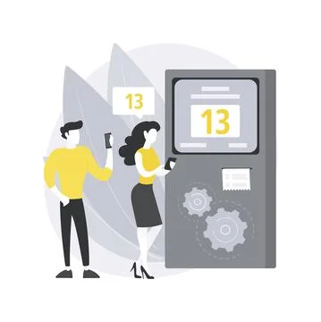 Electronic queuing system abstract concept vector illustration. Stock Illustration