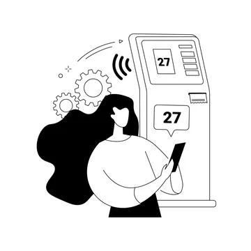Electronic queuing system abstract concept vector illustration. Stock Illustration