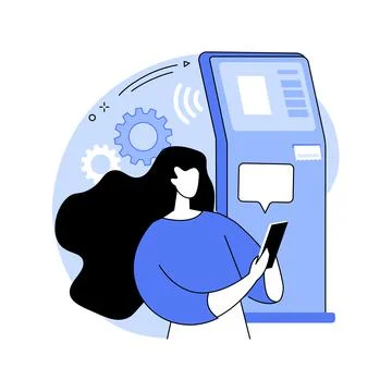 Electronic queuing system abstract concept vector illustration. Illustrazione stock