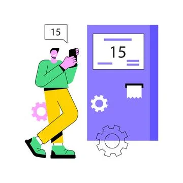 Electronic queuing system abstract concept vector illustration. Stock Illustration
