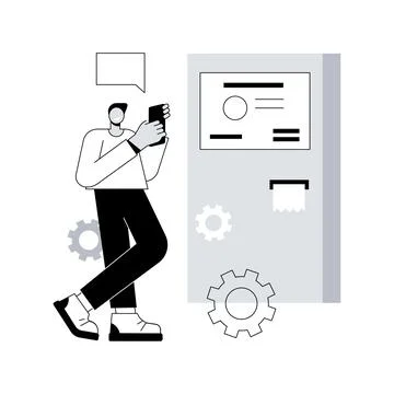 Electronic queuing system abstract concept vector illustration. Illustrazione stock