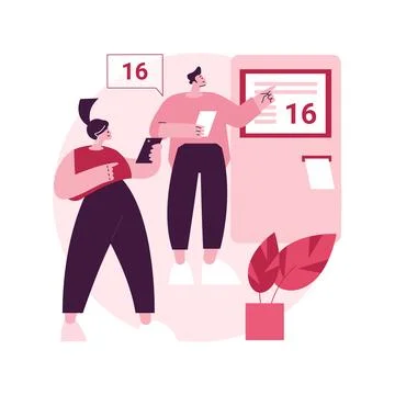 Electronic queuing system abstract concept vector illustration. Illustrazione stock